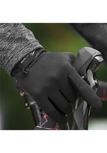 Yuntech01 Bisiklet Sürüşü İçin Tam Parmak Eldiveni - Şok Emici, Kayma Engellli Ve Dokunmatik Ekran Uyumlu - Kırmızı, M Bedeni Kırmızı