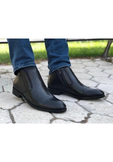Çelikler Hakiki Deri Siyah Erkek Klasik Bot Siyah