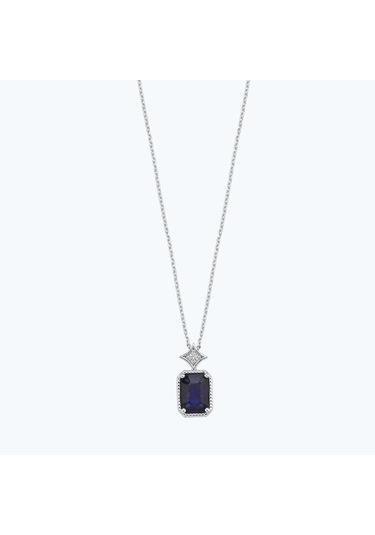 Altınbaş Pırlanta Safir Baget Kolye Klb190s-14k