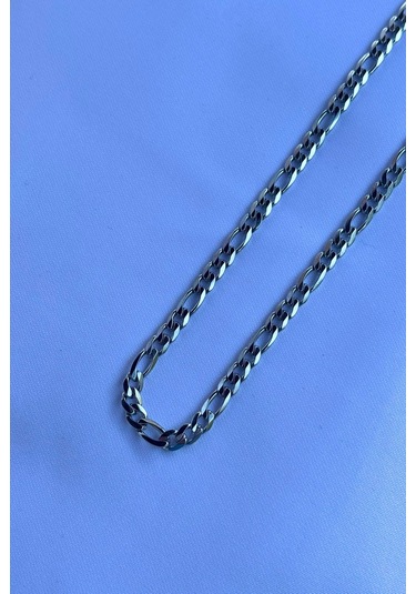 El İşçiliği Paslanmaz Çelik Zincir Erkek Kolye Gümüş - Beyaz