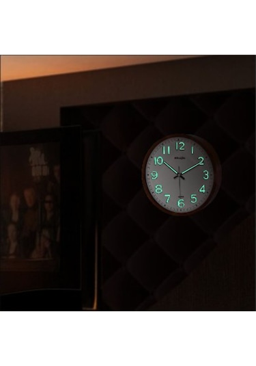 Fosforlu Karanlıkta Okunabilen 22Cm Ahşap Dekor Duvar Saati Ahşap