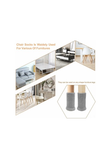 Tenfowee "24 Adet Gri Sandalye Ayağı Koruyucu - Kaymayı Önler, Çizilmeleri Engeller, Sessiz Hareket Sağlar" Diğer