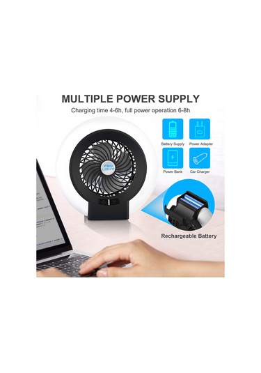 Honmex Siyah Tahtaçıklı Led Işıklı Kamp Fanı - 3600mah Li-pil İle Taşınabilir, Hız Ve Parlaklık Ayarlanabilir