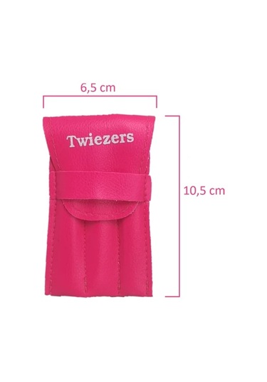 Twiezers Twzset3331 Deri Çantalı 3'lü Paslanmaz Çelik Cımbız Seti - Pembe/pembe