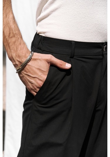 Sergio Düğmeli Siyah Erkek Pantolon Siyah