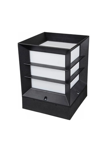 Şanled Kare Küp Izgaralı Dekoratif Siyah Kasa Set Üstü Bahçe Aydınlatma Armatürü-1 Adet Şeffaf