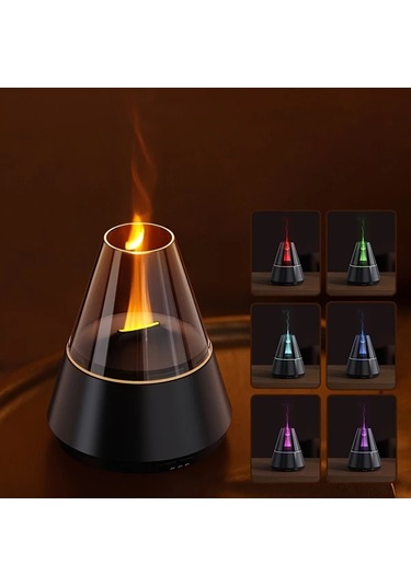 Techbloom Hmlo Gerçekçi Alev Mum Isıtıcı Ve Ses Dalgası Nemlendirici Black A9 Otomatik Kapanma Usb Aromaterapi Difüzör Ev Ofis Yatak Odası İçin