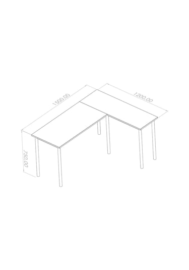 Viva L Çalışma Masası Bilgisayar Masası Ofis Masası 150x55 Atlantik Çam  -  Siyah
