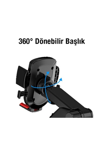 Araç İçi Çok Fonksiyonlu 360 Derece Dönebilir Telefon Tutucu Siyah Siyah