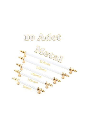 Tuana Rustik Alüminyum Metal Lüks Modern Mobilya Çekmece Mutfak Dolabı Kulpu Beyaz-gold 96mm 10 Adet Beyaz-gold