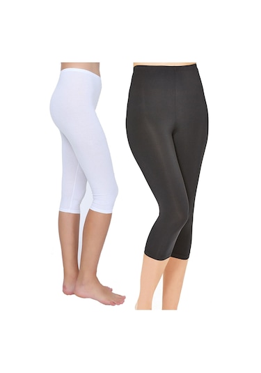 2'li Lüx Modal Kapri Kadın Tayt Karışık Renk