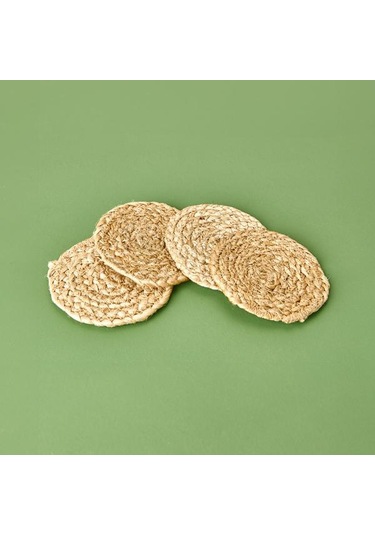 Kpm 4'lü Jüt Bardak Altlığı Seti - Kahverengi - 10 Cm Kahverengi