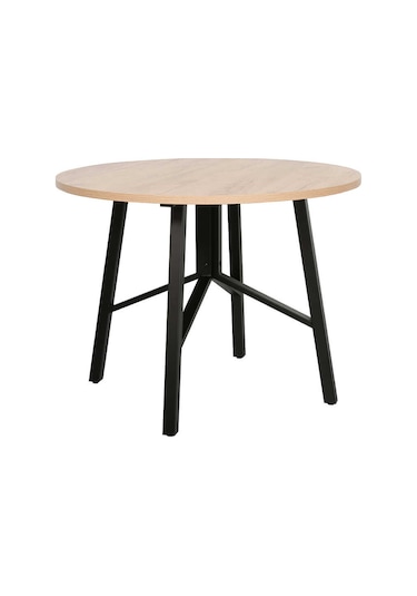 Round Yuvarlak Yemek Masası - Ceviz/siyah 110x110x76 Cm Ceviz Round Yuvarlak Yemek Masası - Ceviz/siyah 110x110x76 Cm Ceviz