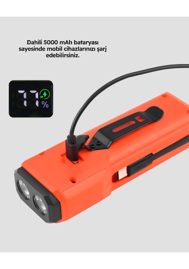 Su Geçirmez Bisiklet Işığı 5000 Mah Powerbankli Ön Far 20.000 Mah