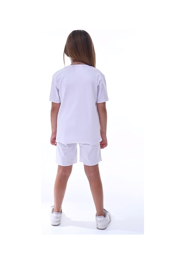 Ribana Beybi Overlok Detaylı Kuromi Nakışlı Alt-üst Takım Beyaz