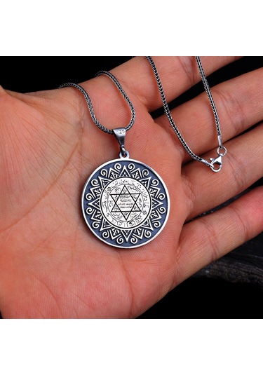 Hz Sleyman Mührü Model 925 Ayar Gümüş Kolye