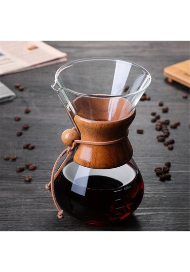 Ranyeek 600ml Cam Filtre Kahve Döküm Potu, Paslanmaz Çelik Filtre, Ahşap Kollü, Kağıt Gereksiz, Isıya Dayanıklı, Ev Ve Ofis İçin Diğer