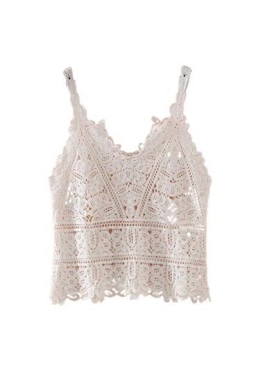 Beyaz Kadın Yaz Yelek Üstleri V Yaka Kolsuz Tığ Örgü Üstleri Düz Renk Hollow Dantel Sling Beyaz