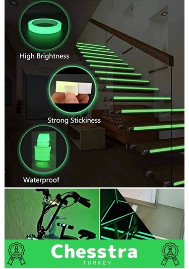 Karanlıkta Işık Veren Yansıyan Kendinden Yapışkanlı Reflektör Yeşil Şerit Fosfor Neon Bant 16 Metre