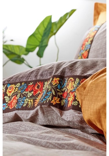 Folk Art Tek Kişilik Nevresim Takimi Vizon.