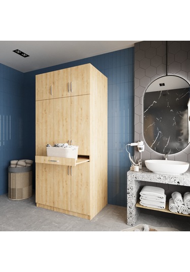 Vita Çamaşır Ve Kurutma Makinesi Dolabı Banyo Dolabı Meşe