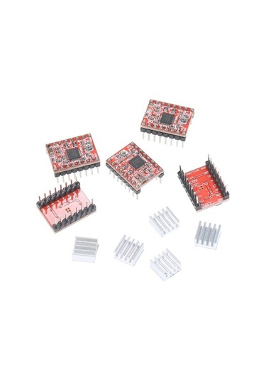 Moly 5 Adet 3d Yazıcı A4988 Adım Motor Sürücü Modülü Soğutucu Kırmızı