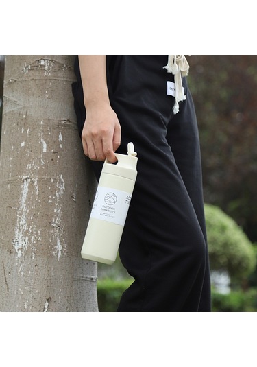 Xiyyadms Beyaz 550ml Paslanmaz Çelik Vakum Termos, Uzun Süreli Isı Saklama, İki Yollu İçecek İçme, Pipetli Ve Torklu Kapak, Terdirençli Tasarım Beyaz