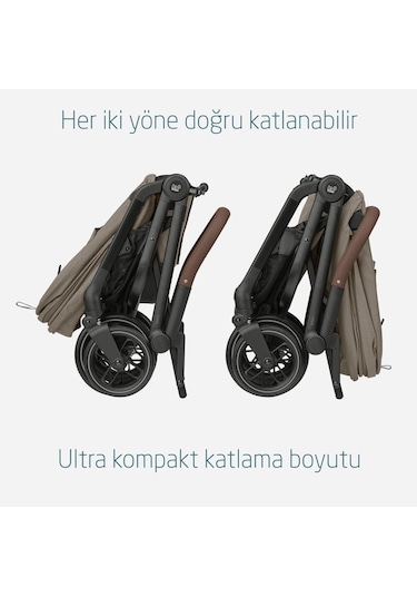 Maxi-Cosi Leona2-Pebble 360 Pro Tek Elle Katlanabilen Çift Yönlü Seyahat Sistem Bebek Araba Truffle