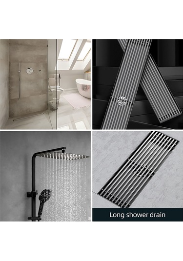 Yunboo 304 Paslanmaz Çelik Uzun Su Tüpü - Patenti Var Kokusuz, Haşere Ve Su Geri Akışını Engeller - Duş Banyo Büyük Debi - Saç Filtresi İle - 8x20x4cm 75mm Boru Paslanmaz Çelik