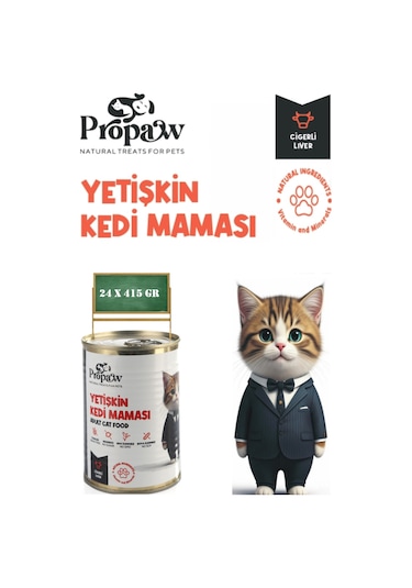 Propaw Ciğer Parça Etli Jöleli Premium Tahılsız Yetişkin Kedi Maması 24 x 415 G