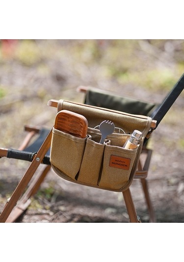 Novahub Kampanya Çok Cepli Sandalye Askılı Organizeri - Pratik Saklama Çantası 31x23 Cm Kum Kum