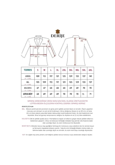 Derije Torres Hakiki Deri Erkek Büyük Beden Siyah Ceket Siyah