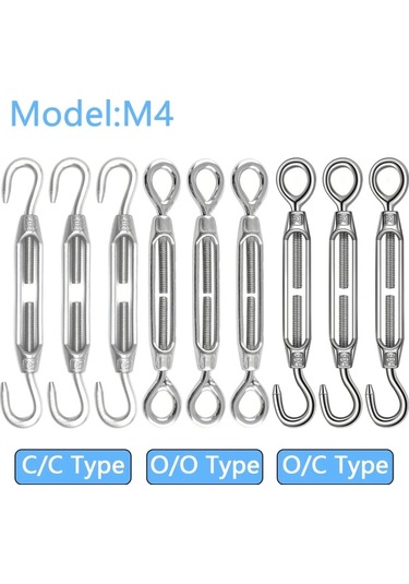 Willowhaven 9 Parça M4 Halat Gergi Seti Kanca Göz Bağlantılı 304 Paslanmaz Çelik Diğer