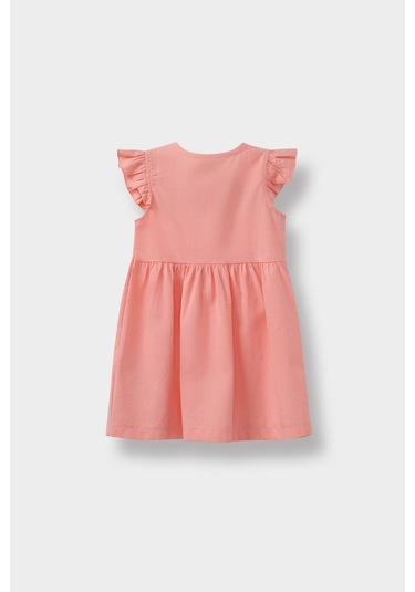 DeFacto Kız Bebek Basic Düz Kısa Kollu Flamlı Poplin Yazlık Elbise Z7402A225SMOG99