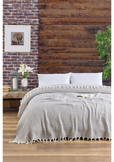 Tek Kişilik Pike 170x210 Piramit Model Açık Gri