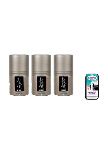 Jagler Sport Erkek Roll-On Deodorant 50 ML x 3 + Ekamix Sünger