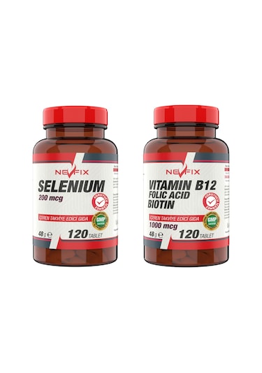 Nevfix B12 Folic Acid&Biotin 120 Tablet Selenyum 200 Mcg 120 Tabl