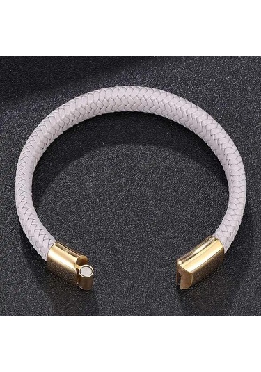 Basit Gri Deri Örgü Bileklik Paslanmaz Çelik Tokalı Kilitler Erkekler İçin El Yapımı Bilezik Takı Hediye Gri