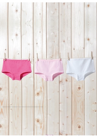 Kız Çocuk Boxer 3lü Paket 1295 - Fuşya Pembe Beyaz Çok Renkli