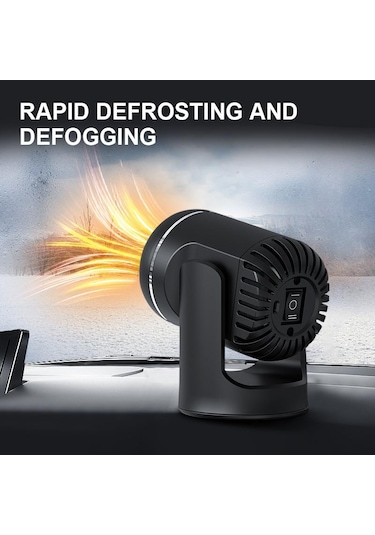 Beyaz Seametal 12v Oto Kaloriferi Taşınabilir Hava Isıtma Fanı Enerji Tasarrufu Hızlı Isıtma Buz Çözücü Buğu Çözücü 2 İn 1 Pano Isıtıcı Fanı Kombo