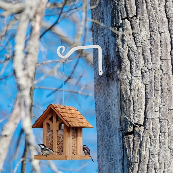 Gateesat 4 Adet Beyaz İskandinav Tarzı Metal Askılı Kuş Yemliği Ve Saksı Askısı