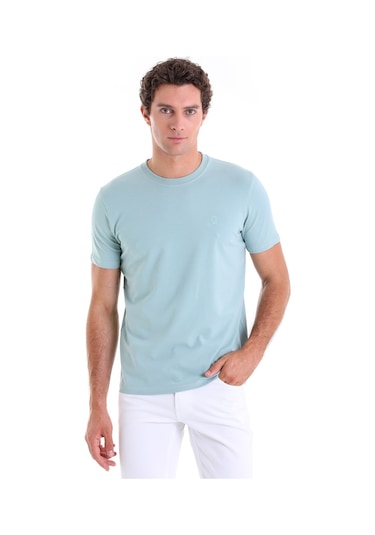 Hatemoğlu Mint Regular Fit Düz Pamuklu Bisiklet Yaka Triko Tişört Mint