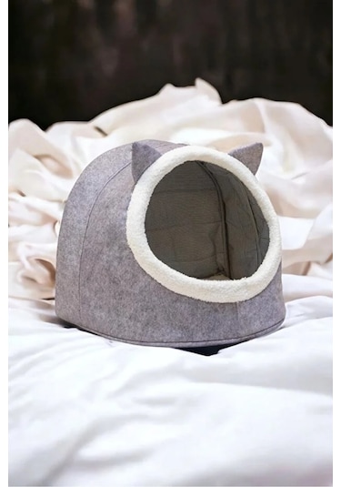 Kedi Köpek Evi Yumuşak Pofuduk Tabanlı Dekoratif Kompakt Tasarım 34x40x35 Cm