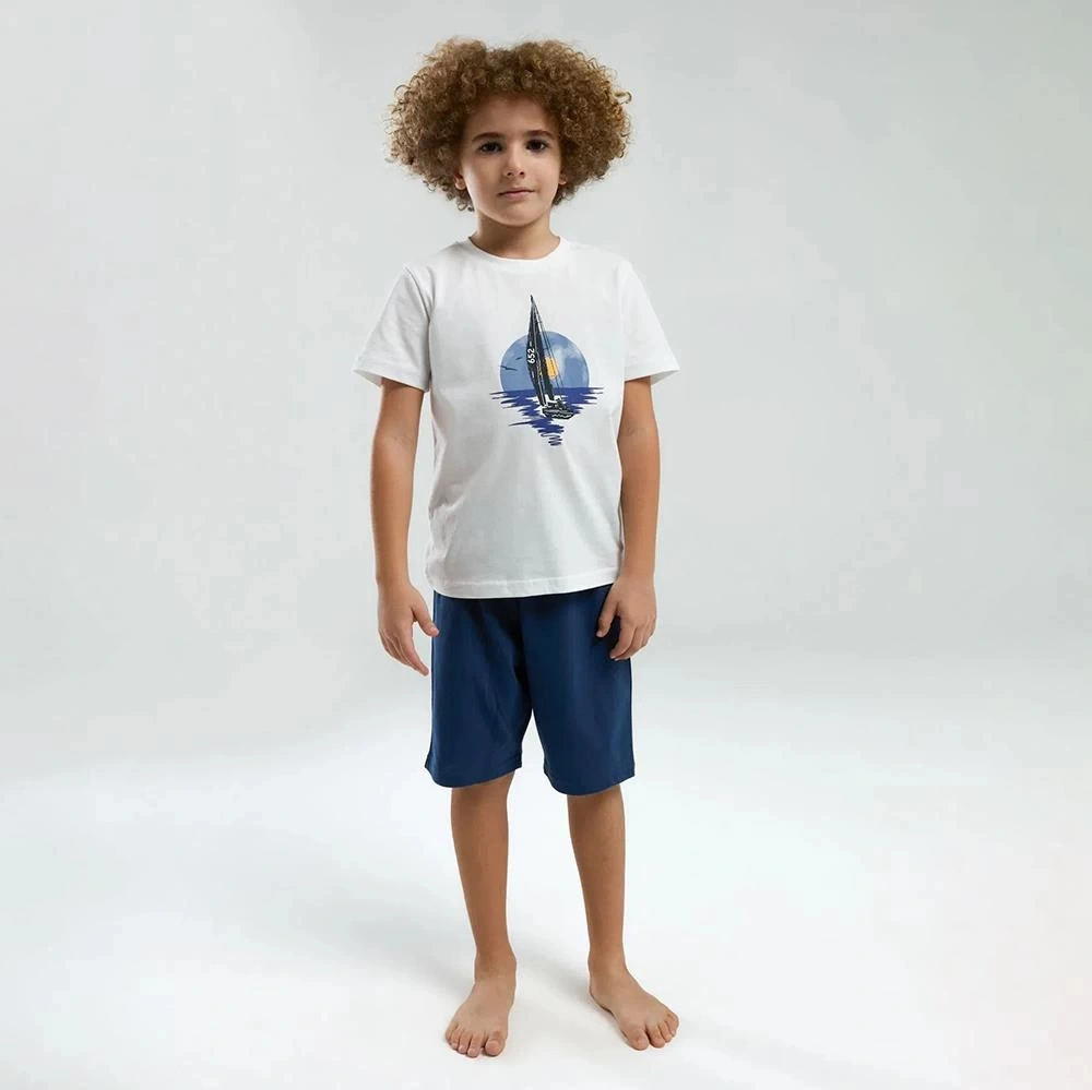 Arnetta 3314c Baba/oğul İkili Yazlık Pijama Takım Beyaz