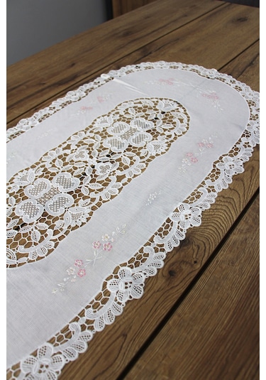 Pvc Runner Ve Sehpa Üstü Servislik 80 Cm X 40 Cm Kahve - Krem