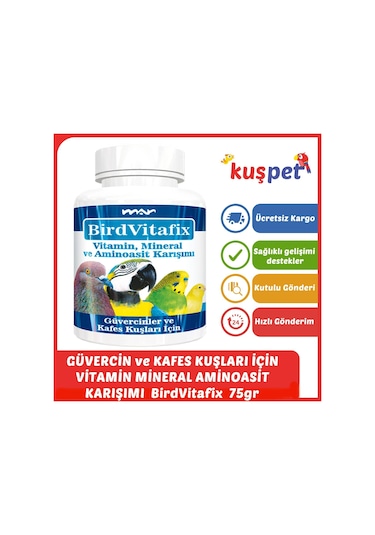 Papağan Kanarya Muhabbet Kuşu Güvercin Kuş Vitamini 75 G