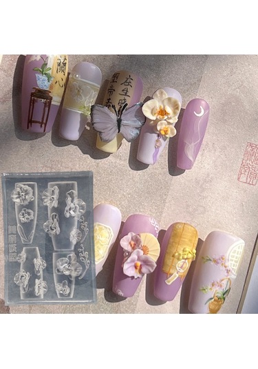 1 Adet Çiçek Şerit Gül Lale Kalıp Zambak 3d Akrilik Kalıp Papatya Gül Nail Art Süslemeleri Çivi Dıy Silikon Çivi Kalıp Mavi