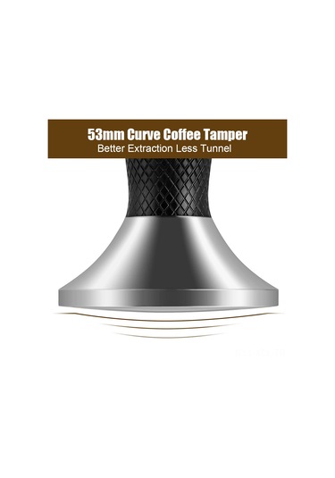 Konesam 53mm Çelik Kahve Tamper Ve Dağıtıcı 2'li Set - Breville 54mm Filtre Sepetine Uygun - Gümüş Gümüş