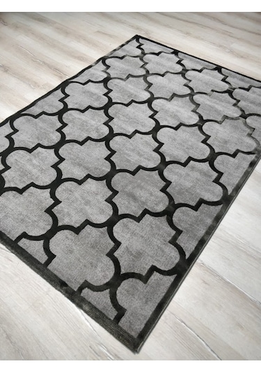 Eko Halı Como Cm04 Gri Siyah Modern Halı 120X170 Cm