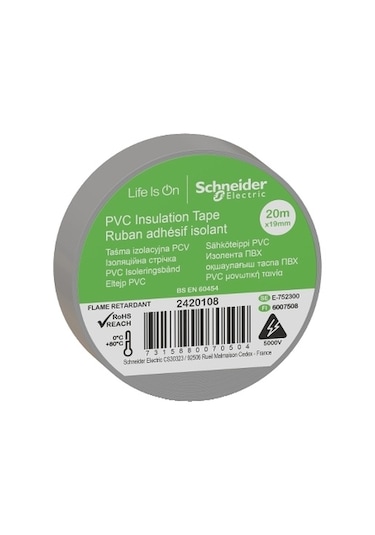 Schneider Electric 242010 Thorsman İzole Bant 19 MM x 20 M Gri 8'li